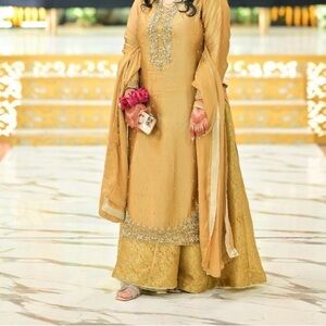 Elegant Gold Embroidered Traditional Outfit